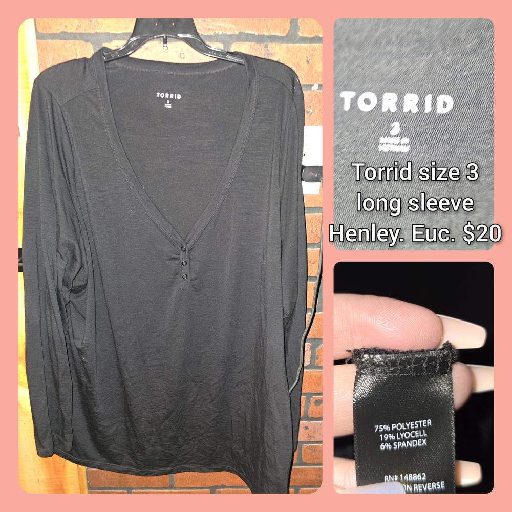 Torrid Black Long Sleeve V-Neck Top